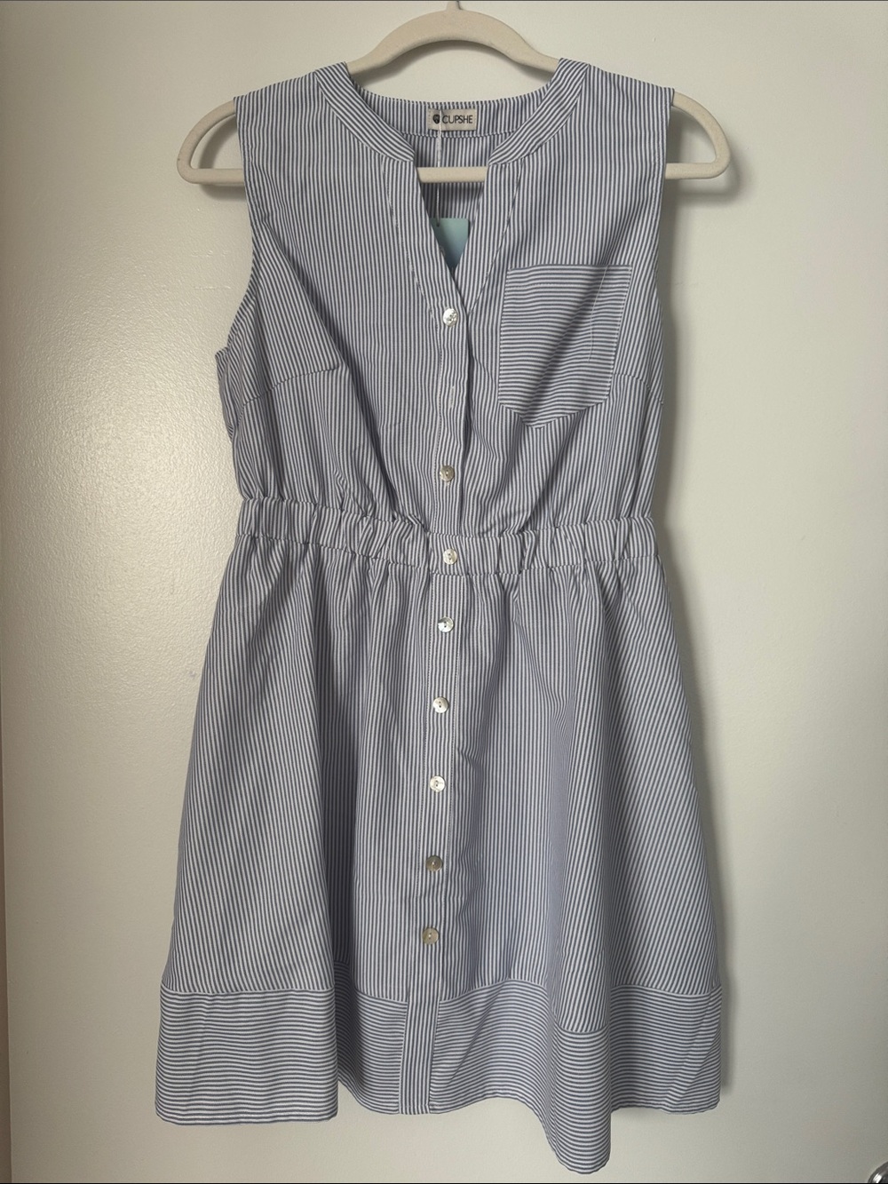 Cupshe Blue & White Striped Sleeveless Midi Dress